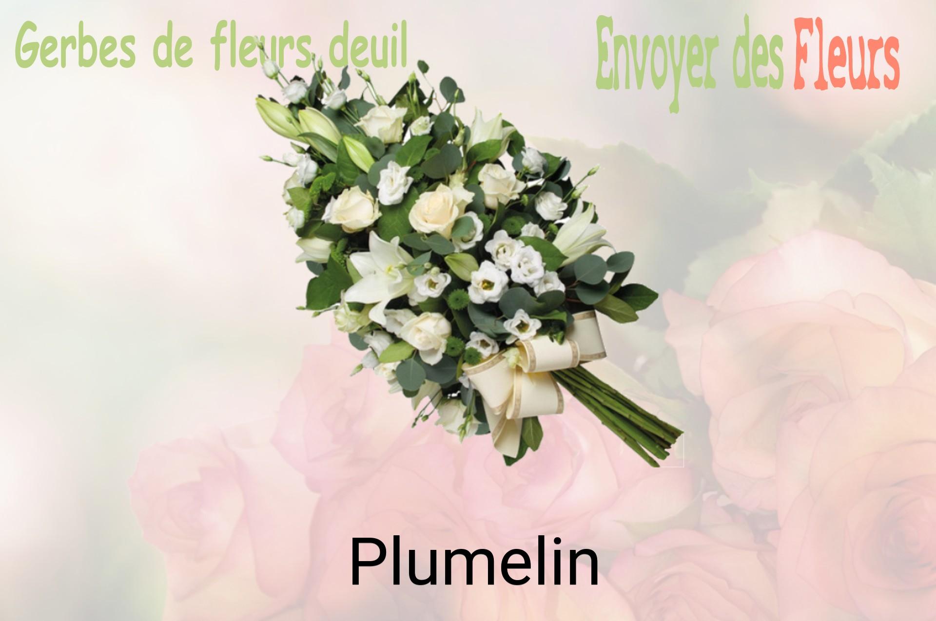 Gerbe de fleurs de deuil livrée à Plumelin